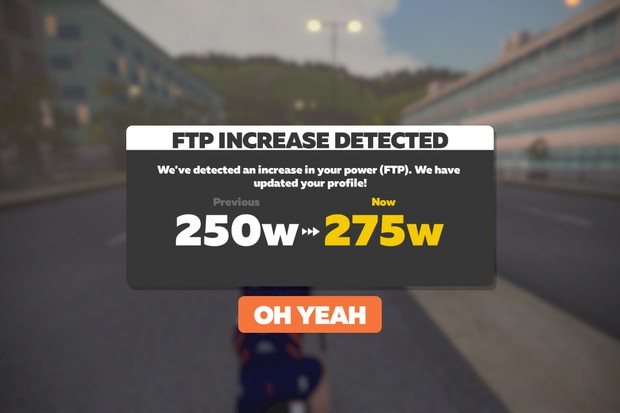 Augmentation FTP détectée Zwift