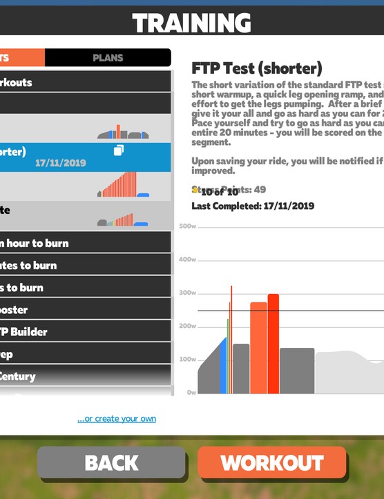 Test FTP Zwift (plus court)