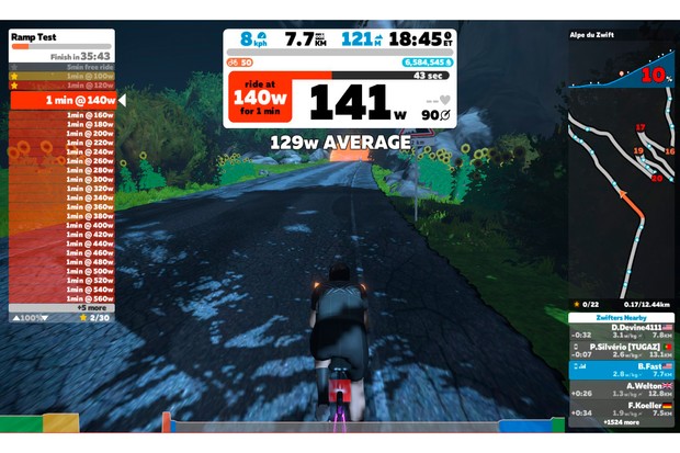 Test de rampe Zwift