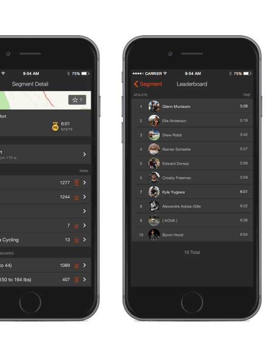 Filtrer les classements avec Strava Premium