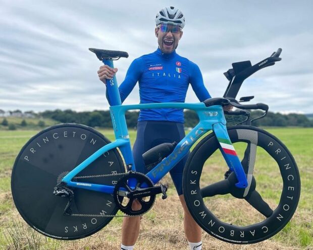 Filippo Ganna shows off his new Pinarello TT bike