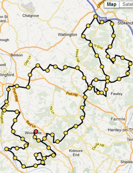 Le parcours de 100km du Chilterns Challenge