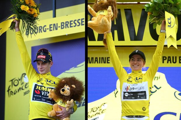 Jonas Vingegaard (Jumbo-Visma) won his second Tour de France in 2023 while Demi Vollering (Team SD Worx) won the 2023 Tour de France Femmes avec Zwift