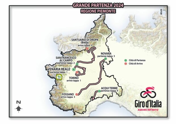 The map of the Giro d