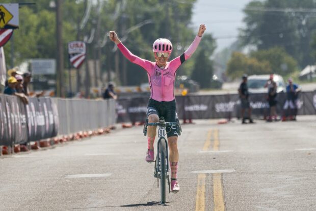 Lauren Stephens (EF Education-Tibco-SVB) claims the women