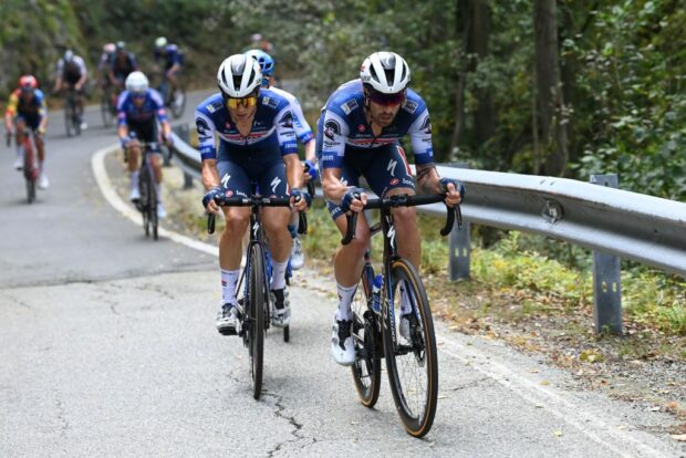 Soudal-QuickStep riders racing during the 2023 edition of the Gran Piemonte