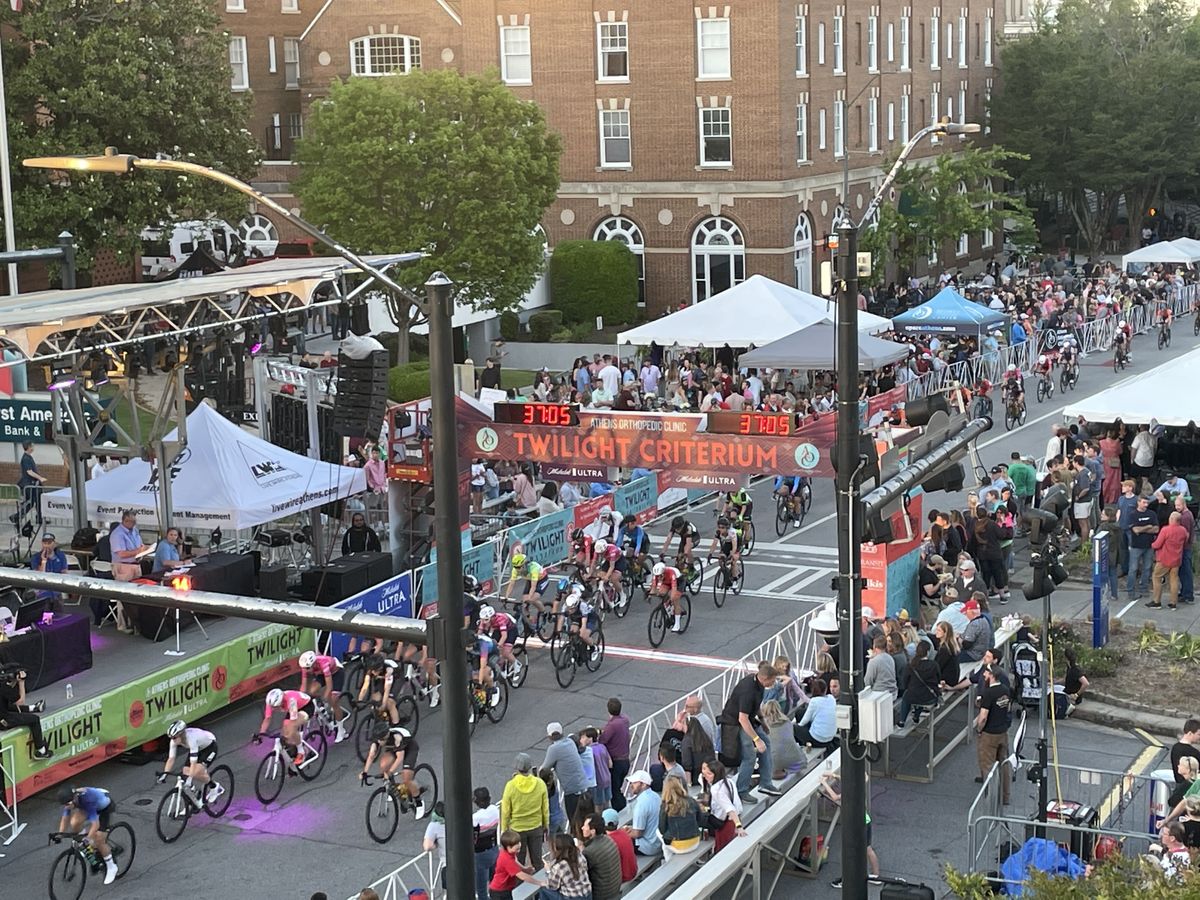 Overhead view of finish line in Athens, Georgia