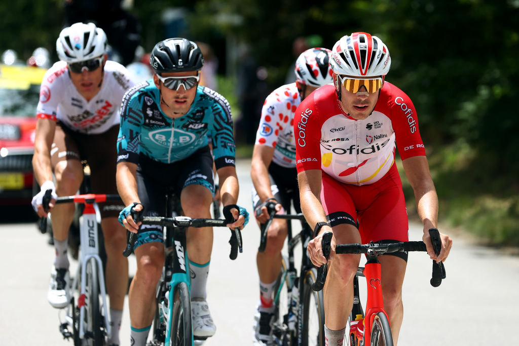 PONTIVY FRANCE 28 JUIN Jelle Wallays de Belgique et Team Cofidis en échappée lors du 108ème Tour de France 2021 Étape 3 une étape de 1829 km de Lorient à Pontivy LeTour TDF2021 le 28 juin 2021 à Pontivy France Photo de Michael SteeleGetty Images