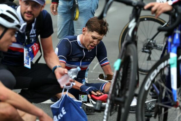 Paul Magnier narrowly missed out on the podium in the junior road race at the Wollongong Worlds