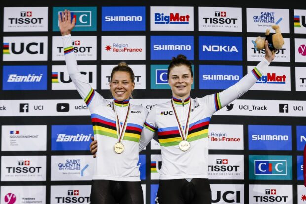 Shari Bossuyt and Lotte Kopecky won the Madison world title in the Vélodrome National de Saint-Quentin-en-Yvelines