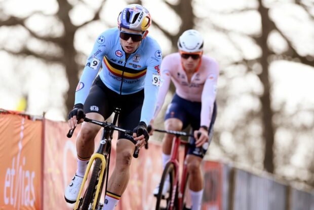 Wout van Aert and Mathieu van der Poel at the UCI Cyclocross World Championships in 2023