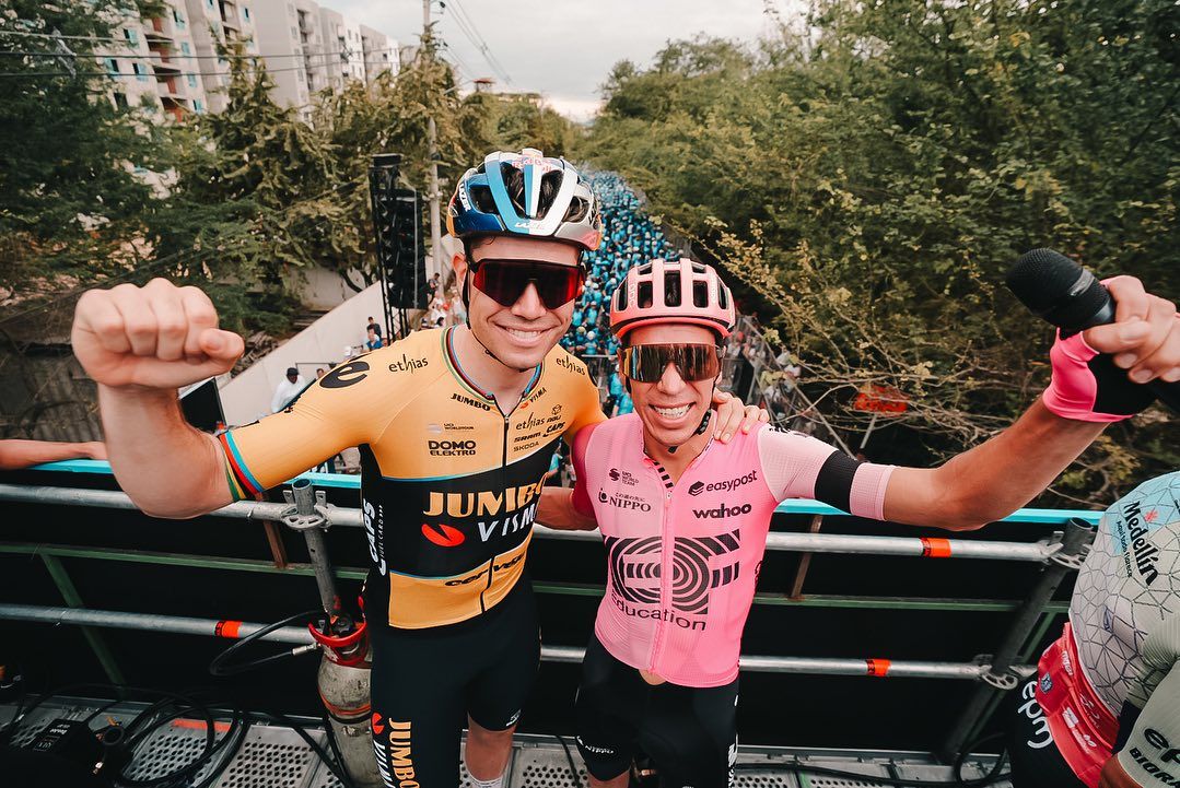 Wout Van Aert and Rigoberto Uran at the Giro di Rigo