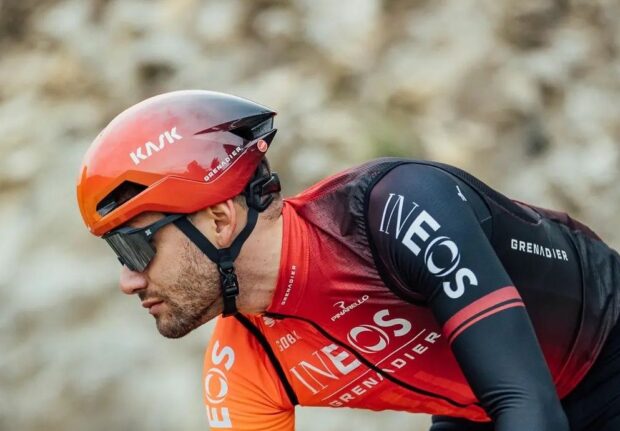 Filippo Ganna wearing a new Kask helmet