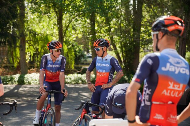 Caleb Ewan heading out riding with his new Jayco-AlUla teammates in Ballarat