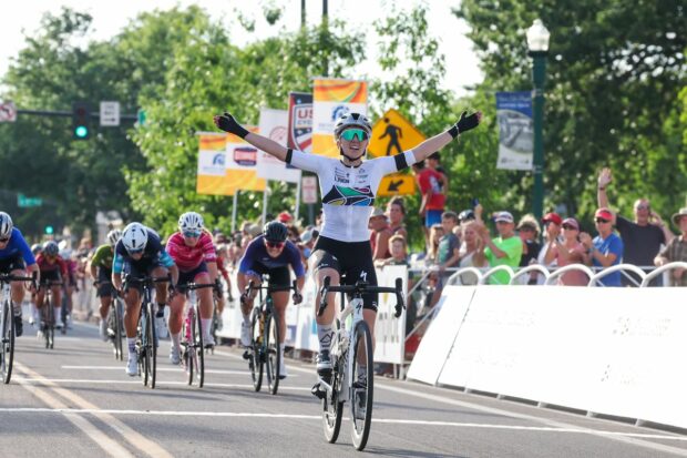 Skylar Schneider (L39ion of Los Angeles) wins a round of the American Criterium Cup in the Pan-American champion