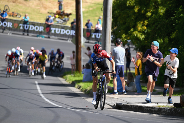 Cecilie Uttrup Ludwig (FDJ-Suez) was caught inside 6km to go after attacking away on Challambra Crescent