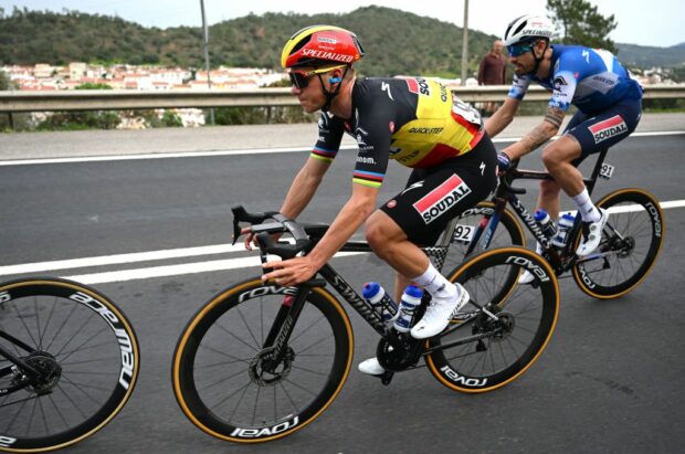 LAGOS PORTUGAL FEBRUARY 14 Remco Evenepoel of Belgium and Team Soudal Quick Step competes during the 50th Volta ao Algarve em Bicicleta 2024 Stage 1 a 2008km stage from Portimao to Lagos on February 14 2024 in Lagos Portugal Photo by Dario BelingheriGetty Images