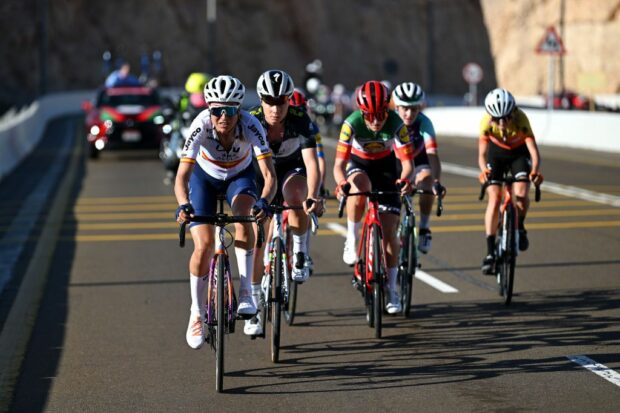 Lotte Kopecky (SD Worx-ProTime) and Elisa Longo Borghini (Lidl-Trek) compete in 2024 UAE Women Tour