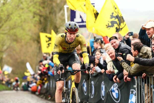 US Matteo Jorgenson of Team Visma-Lease a Bike pictured at the Koppenberg during the men