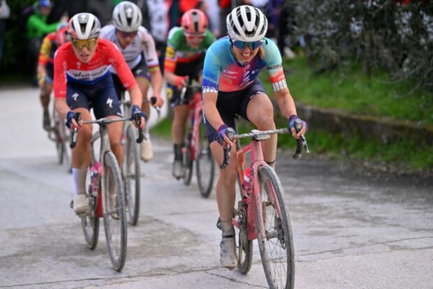 Kasia Niewiadoma, pictured here at Strade Bianche, is Canyon-Sram