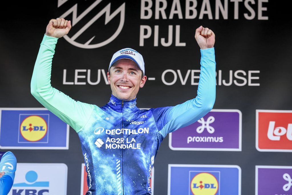 Benoît Cosnefroy celebrates his victory at Wednesday