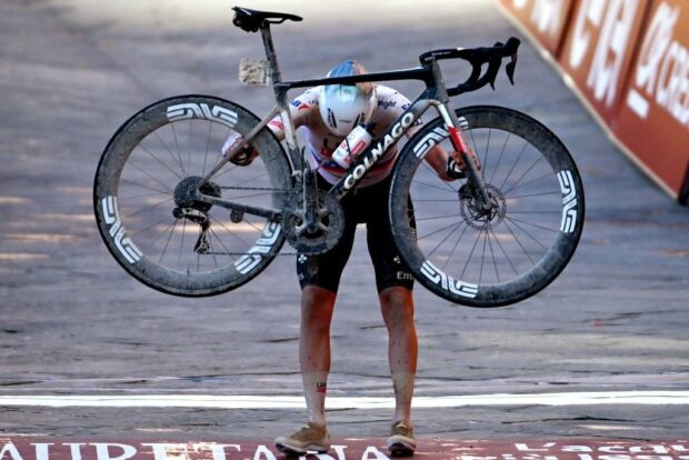 Tadej Pogačar won Strade Bianche on a Colnago