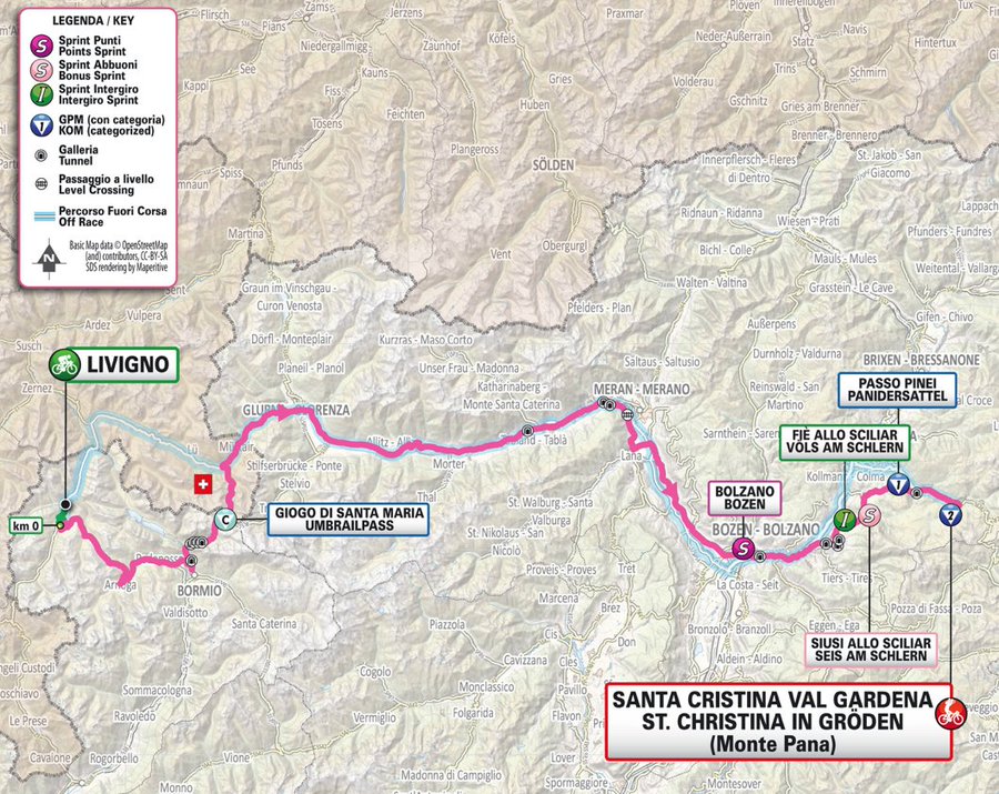 L'étape 16 évitera le Passo dello Stelvio et gravira le Col de l'Umbrail en raison d'un risque d'avalanches