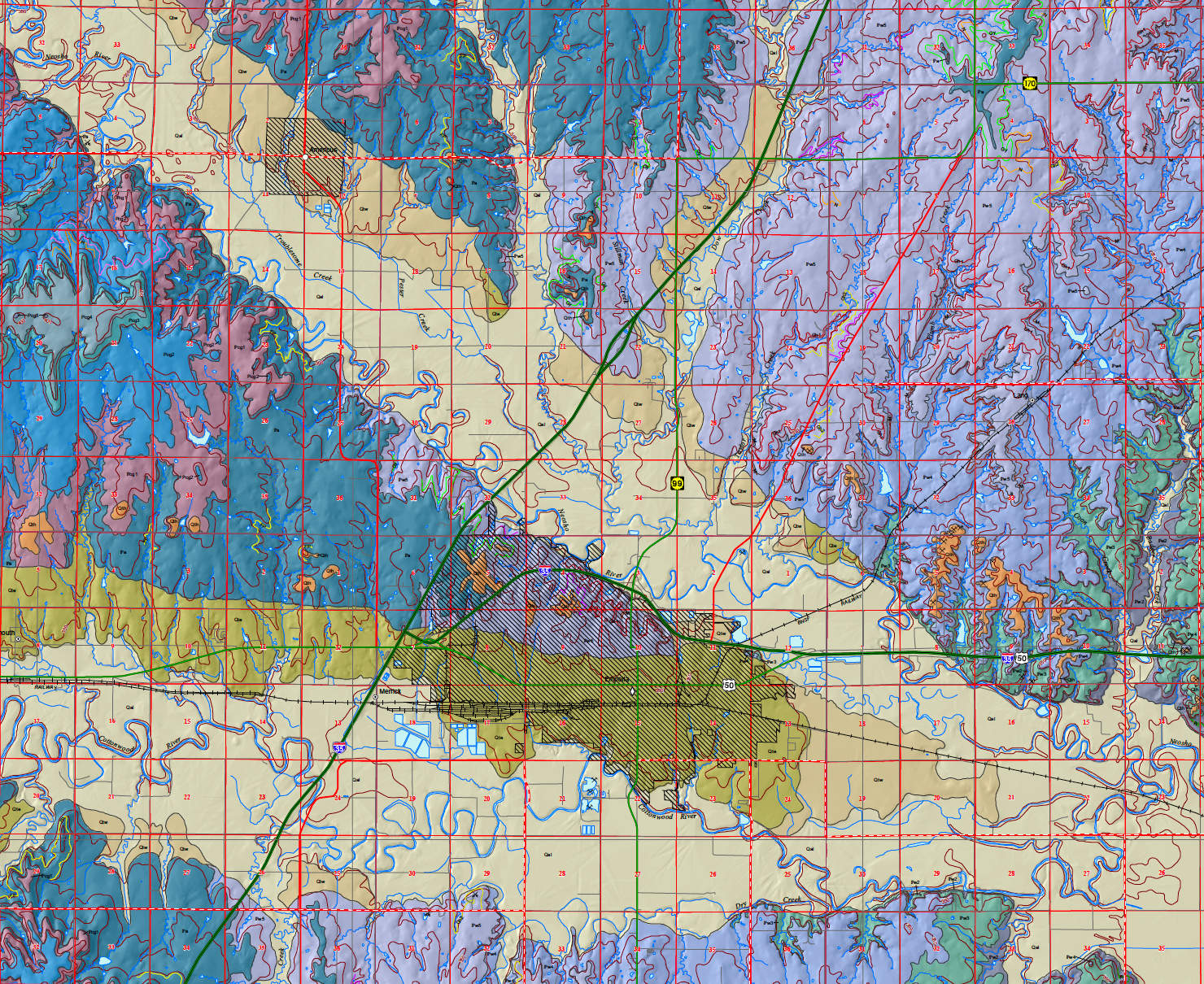 carte géologique du Kansas