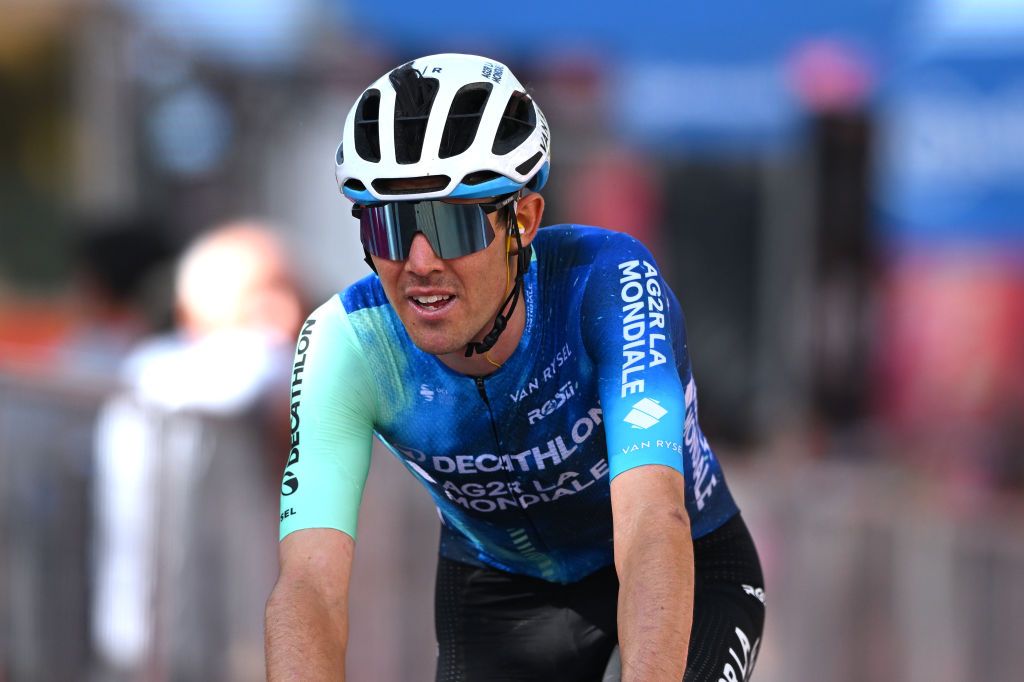 BASSANO DEL GRAPPA ITALY MAY 25 Ben OConnor of Australia and Decathlon AG2R La Mondiale Team crosses the finish line during the 107th Giro dItalia 2024 Stage 20 a 184km stage from Alpago to Bassano del Grappa UCIWT on May 25 2024 in Bassano del Grappa Italy Photo by Dario BelingheriGetty Images