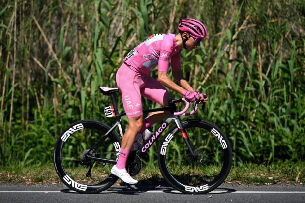 Tadej Pogačar during stage 9 of the Giro d