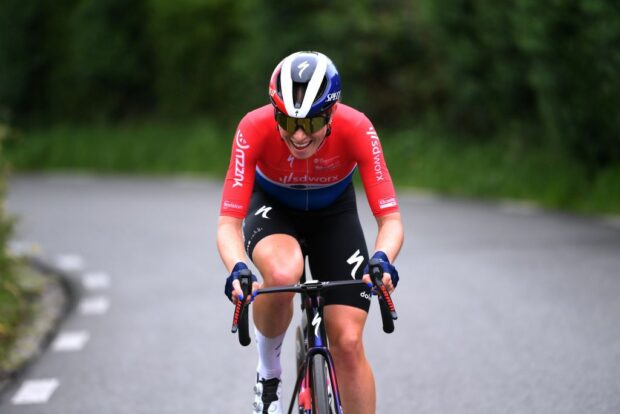 SAN SEBASTIAN SPAIN MAY 12 Demi Vollering of The Netherlands and Team SD Worx Protime competes in the breakaway during the 3rd Itzulia Women 2024 Stage 3 a 1149km stage from San Sebastian to San Sebastian UCIWWT on May 12 2024 in San Sebastian Spain Photo by Alex BroadwayGetty Images