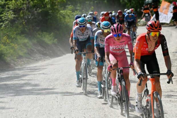 Tadej Pogacar on the gravel stage 6 at the Giro d