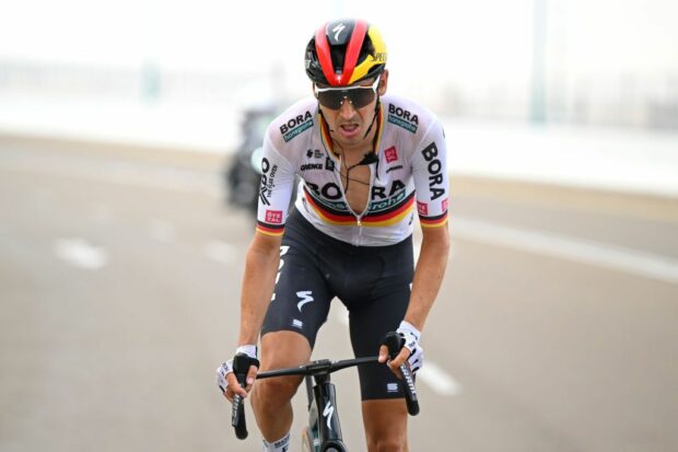 JEBEL HAFEET UNITED ARAB EMIRATES FEBRUARY 25 Emanuel Buchmann of Germany and Team BORA hansgrohe competes during the 6th UAE Tour 2024 Stage 7 a 161km stage from Bait Mohammed Bin Khalifa Al Ain to Jebel Hafeet 1031m UCIWT on February 25 2024 in Jebel Hafeet United Arab Emirates Photo by Tim de WaeleGetty Images