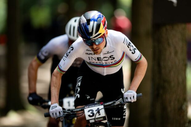 NOVE MESTO NA MORAVE CZECH REPUBLIC MAY 26 Thomas Pidcock of Great Britain and team Ineos Grenadier ride to the victory during the Men Elite Cross Country Olympic Race XCO of the UCI Mountain Bike World Cup Nove Mesto Na Morave on May 26 2024 in Nove Mesto Na Morave Czech Republic Czech Republic Photo by Billy CeustersGetty Images