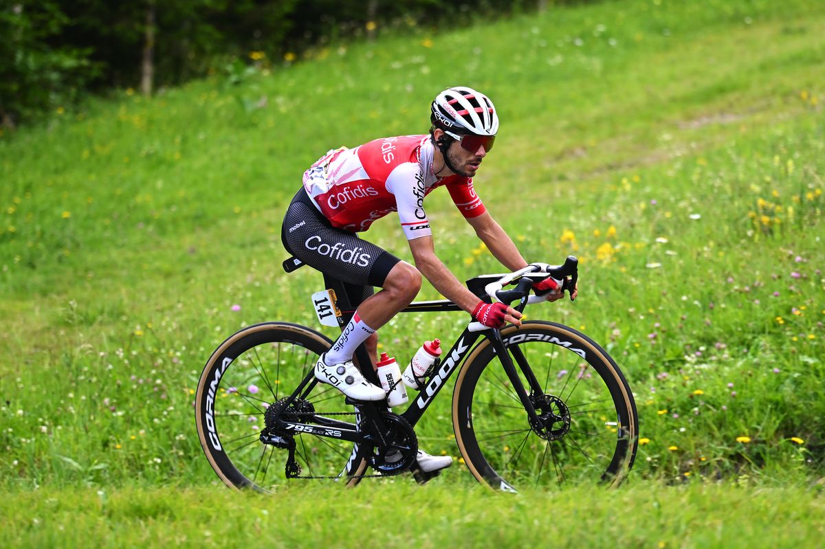 Guillaume Martin riding a black Look bike at the Tour de France