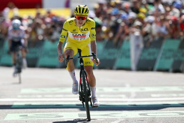 Tour de France leader Tadej Pogacar finishes stage 17 with time on his rivals