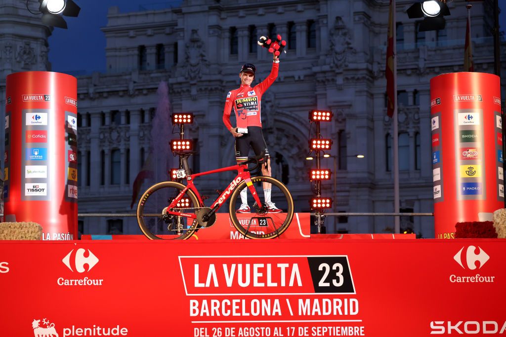 Sepp Kuss celebrates victory in the 2023 Vuelta a España