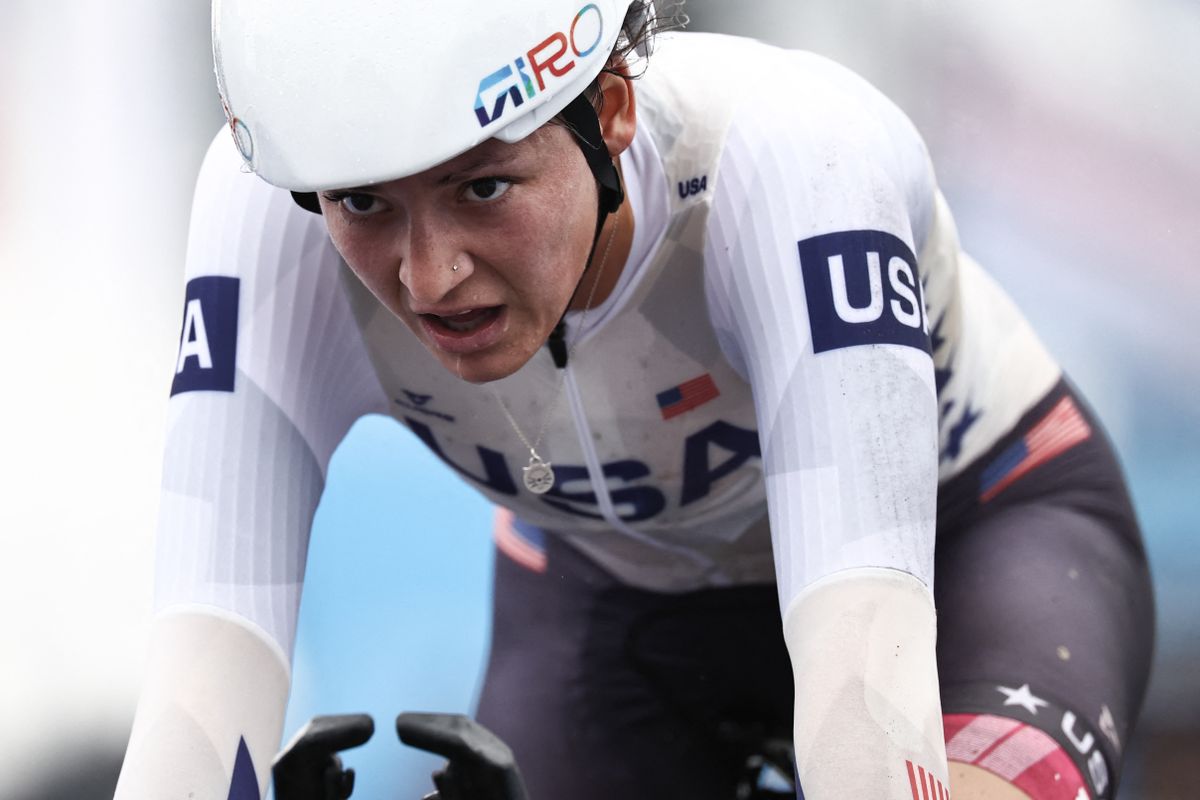 Chloe Dygert (USA) crashed during the ITT at the Paris Olympics