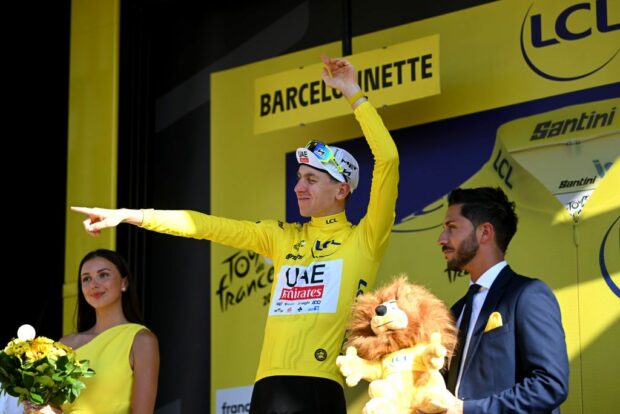 Tour de France leader Tadej Pogacar after stage 18