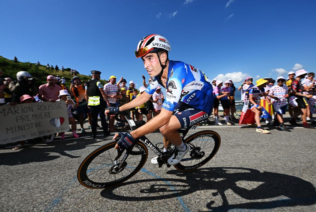 PLATEAU DE BEILLE FRANCE JULY 14 Mikel Landa of Spain and Team Soudal QuickStep competes during the 111th Tour de France 2024 Stage 15 a 1977km stage from Loudenvielle to Plateau de Beille 1782m UCIWT on July 14 2024 in Plateau de Beille France Photo by Tim de WaeleGetty Images