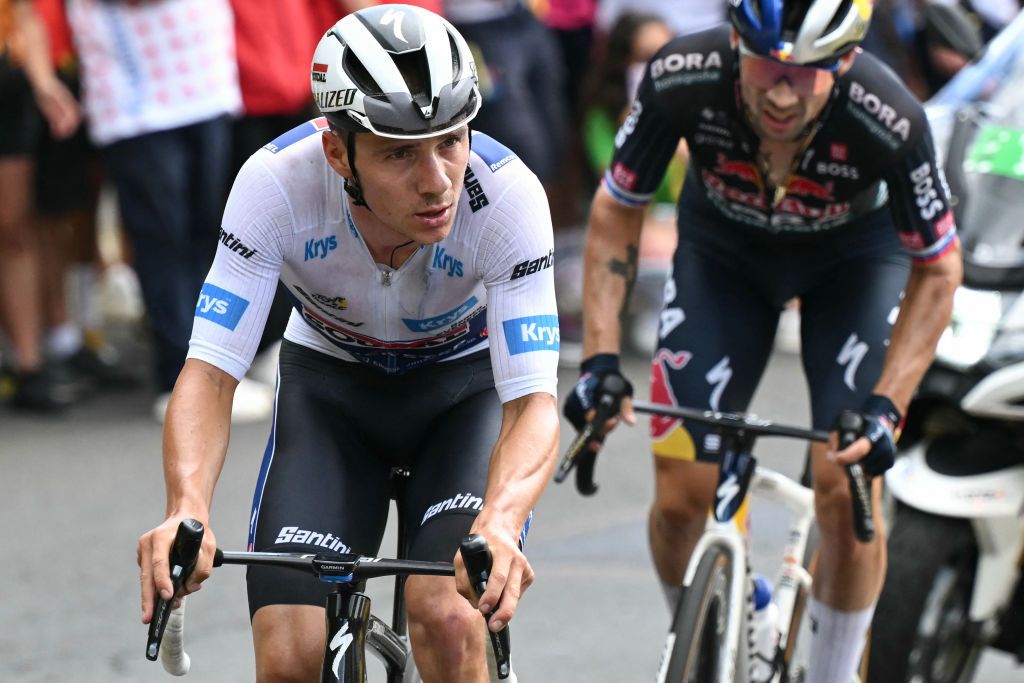 Remco Evenepoel and Primoz Roglic on stage 11 at the Tour de France