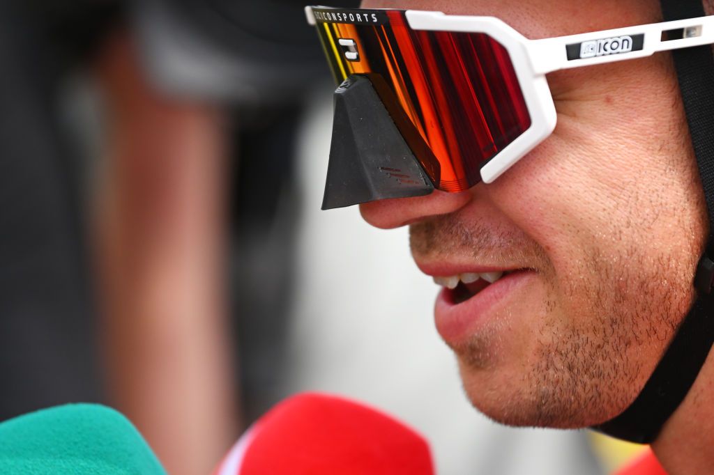 PIACENZA ITALY  JULY 01 Dylan Groenewegen of Netherlands and Team Jayco AlUla meets the media press prior to the 111th Tour de France 2024 Stage 3 a 2308km stage from Piacenza to Torino  UCIWT  on July 01 2024 in Piacenza Italy Photo by Dario BelingheriGetty Images