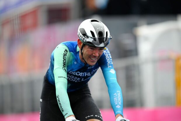 PASSO BROCON ITALY MAY 22 Ben OConnor of Australia and Decathlon AG2R La Mondiale Team crosses the finish line during the 107th Giro dItalia 2024 Stage 17 a 159km stage from Selva di Val Gardena to Passo Brocon 1604m UCIWT on May 22 2024 in Passo Brocon Italy Photo by Tim de WaeleGetty Images