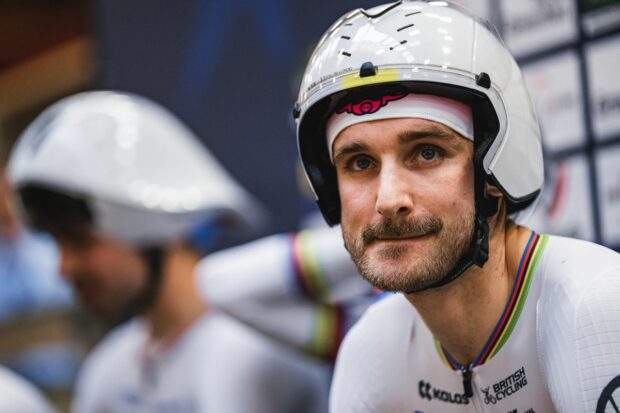 Picture by Alex Whitehead/SWpix.com - 08/02/2023 - Cycling - 2023 UEC Track Elite European Championships - Tissot Velodrome, Grenchen, Switzerland - Dan Bigham of Great Britain ahead of the Men