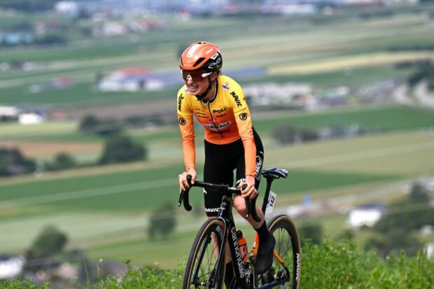 VILLARSSUROLLON SWITZERLAND JUNE 16 Marion Bunel of France and Team St MichelMavicAuber 93 sprints during the 4th Tour de Suisse Women 2024 Stage 2 a 157km individual time trial stage from Aigle to VillarssurOllon 1249m UCIWWT on June 16 2024 in VillarssurOllon Switzerland Photo by Tim de WaeleGetty Images