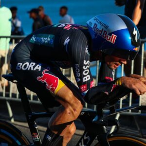 Primoz Roglic during the stage 1 time trial of the 2024 Vuelta a España