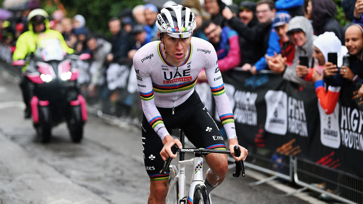 Pogačar debuted his world champion's rainbow jersey at the Giro dell'Emilia with a dominant solo victory