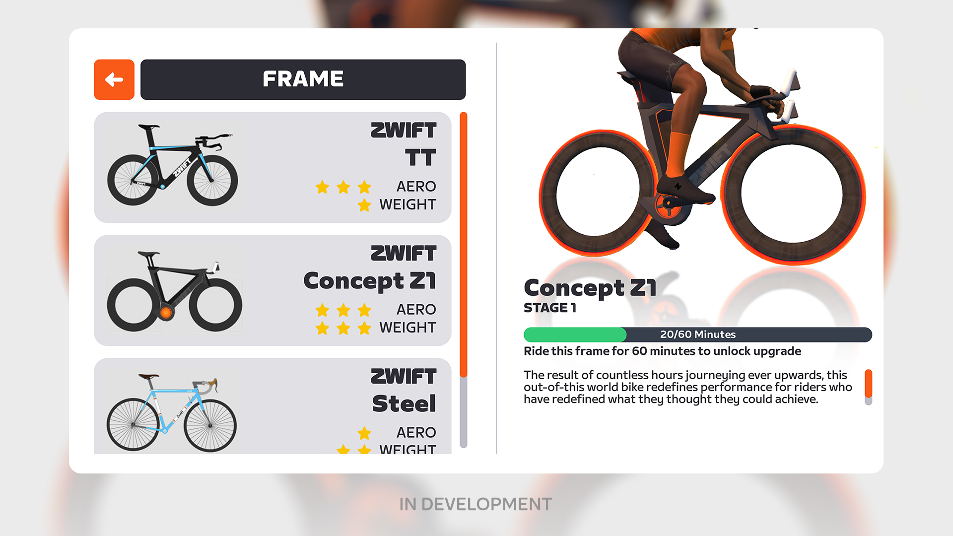 Personnalisation de l'avatar Zwift