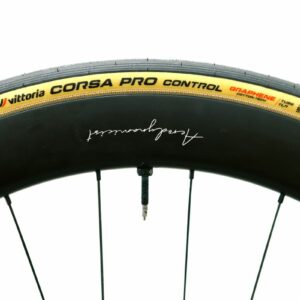 a close up of a tanwall road bike tyre