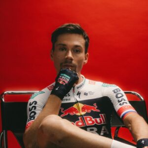 Primož Roglič in the 2025 Red Bull-Bora-Hansgrohe race kit